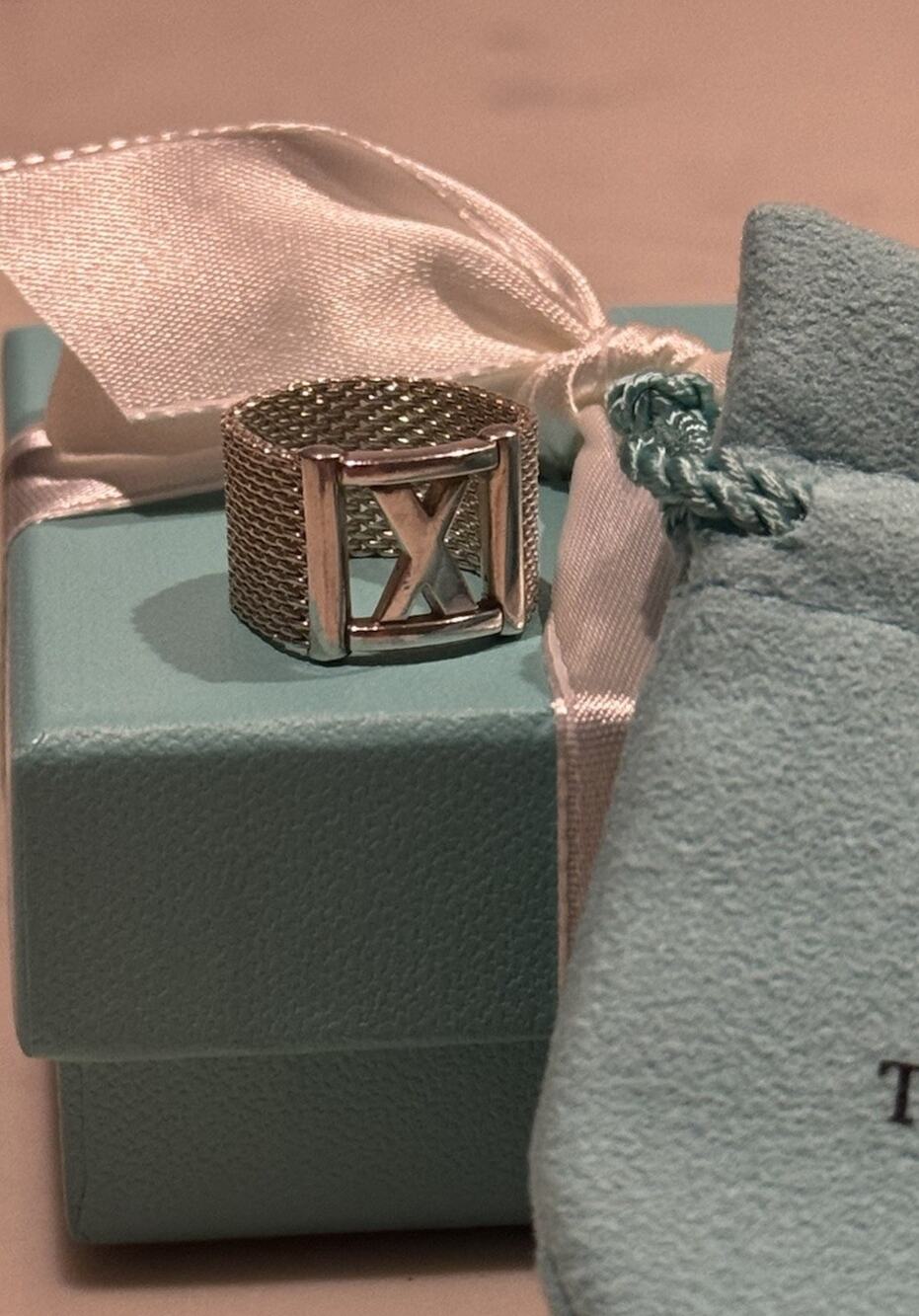 Tiffany & Co. Atlas Mesh Ring Sz 7 RARE Sterling Silver Wide
